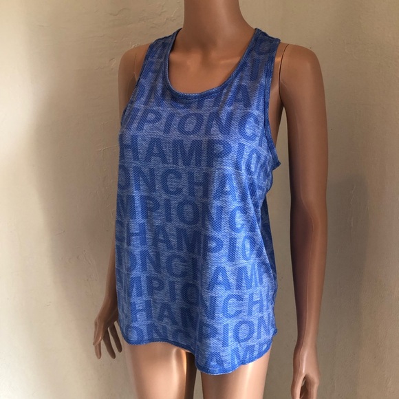 Champion Women’s Size M Monogrammed Logo Blue Tank-Top Athletic Race-Back Shirt - Picture 13 of 16